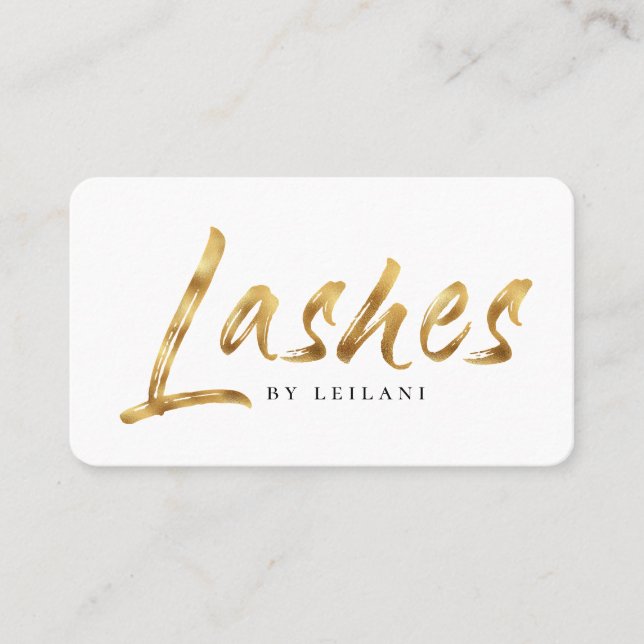 Modern Brushed Gold Lash Artist Business Card (Front)