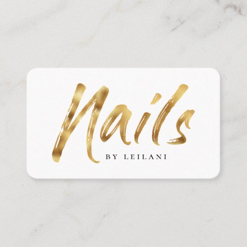 Modern Brushed Gold Nail Technician Business Card