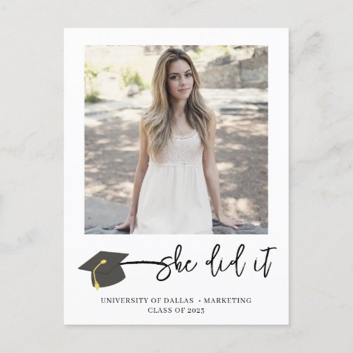 Modern Brushed Graduate Cap Photo Graduation Postc Postcard