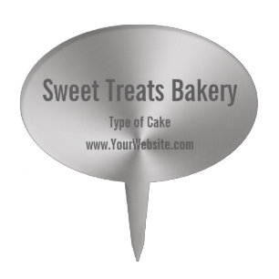 Modern Brushed Metal Look Bakery Label Cake Topper