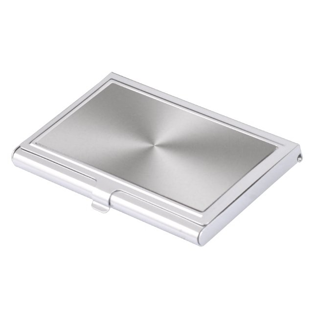 Modern Brushed Metal Look Business Card Case (Front)