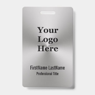 Modern Brushed Metal Look Corporate Name Tag Badge