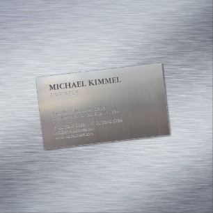 Modern Brushed Metal Look Customizable Business Card Magnet