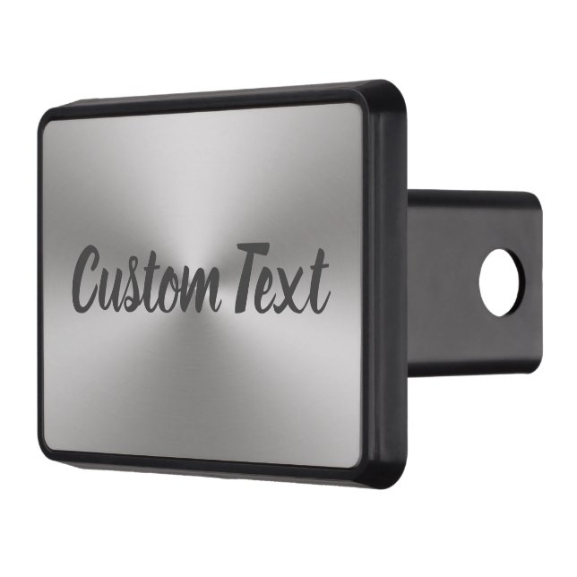 Modern Brushed Metal Look Dark Gray Script Text Hitch Cover (Left)
