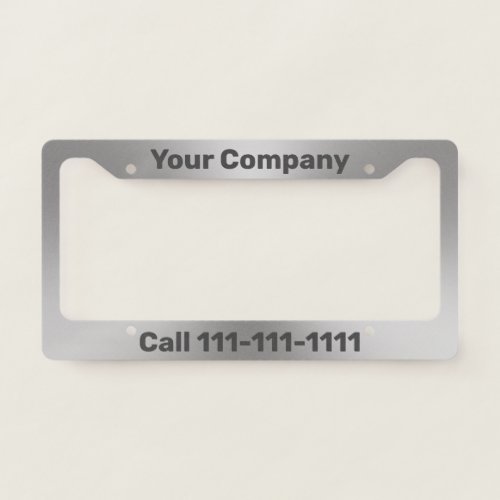 Modern Brushed Metal Look for Your Company Phone License Plate Frame