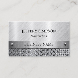 Modern Brushed Metal Look - Fully Customizable Business Card