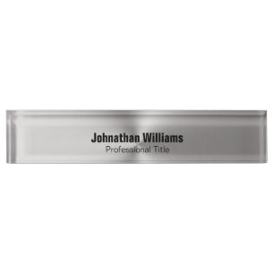 Modern Brushed Metal Look Name Title Text Template Desk Name Plate