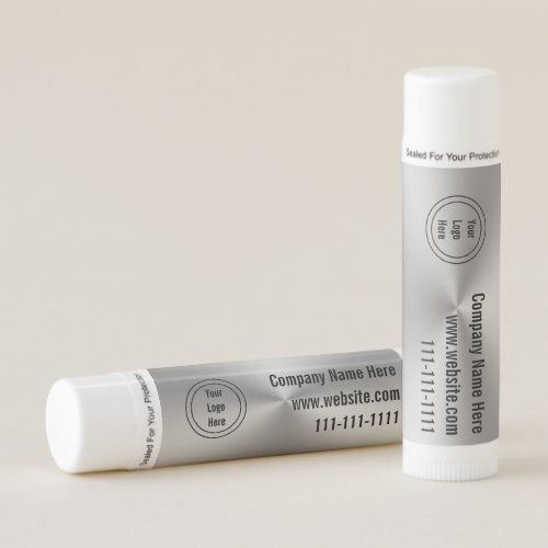 Modern Brushed Metal Look our Logo Here Lip Balm