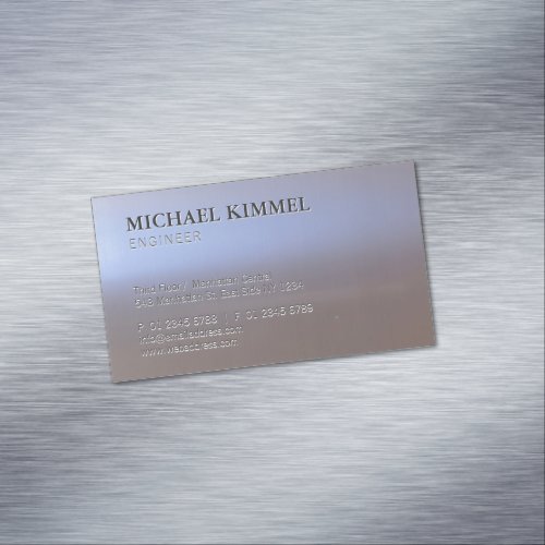Modern Brushed Metal Look S01 Customizable Business Card Magnet