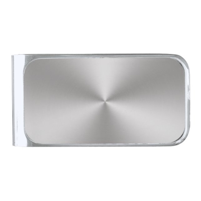 Modern Brushed Metal Look Silver Finish Money Clip (Front)