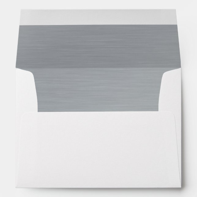 Modern | Brushed Metal Look Silver Wedding 5x7 Envelope (Back (Bottom))