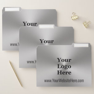 Modern Brushed Metal Look Website & Your Logo Here File Folder