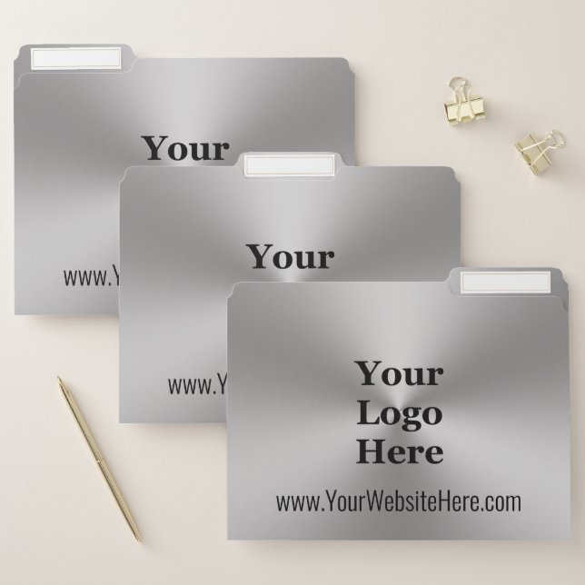 Modern Brushed Metal Look Website & Your Logo Here File Folder (Set)