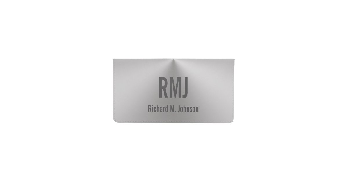 Metal Check Cook Modern Brushed Metal Look with Monogram & Name Checkbook Cover | Zazzle