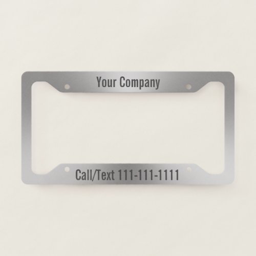 Modern Brushed Metal Look with Text Template License Plate Frame