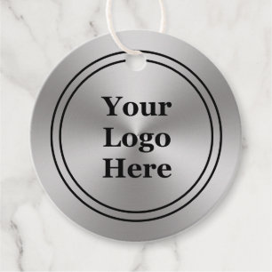 Modern Brushed Metal Look Your Logo Here Favor Tags