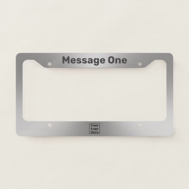 Modern Brushed Metal Look Your Logo Here License Plate Frame (Front)
