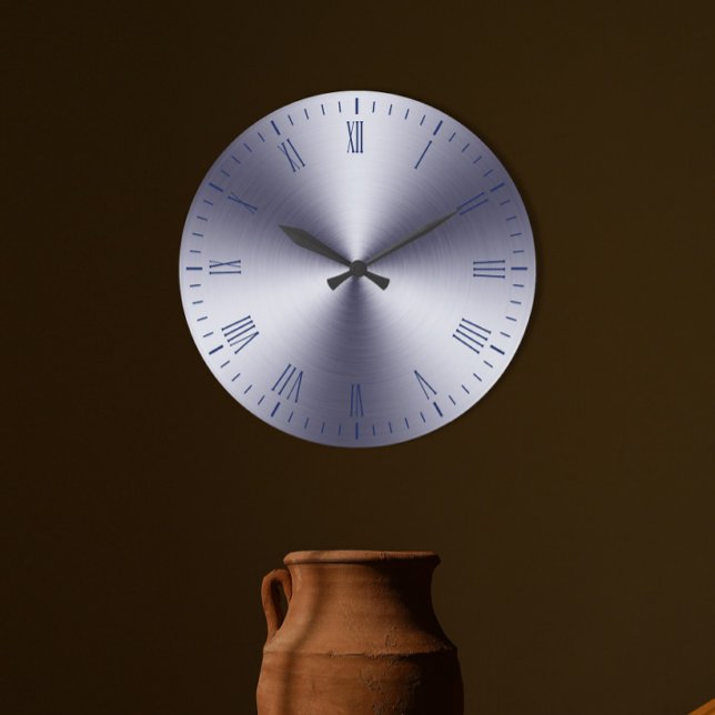 Modern Brushed Metal Roman Numeral Large Clock (Creator Uploaded)