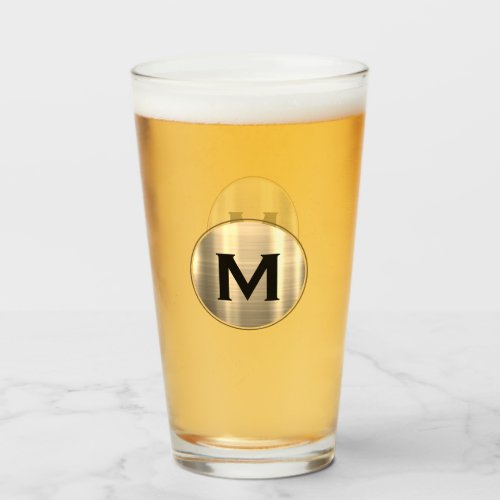 Modern Brushed Metallic Gold Classic Monogram Glass
