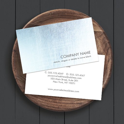 Customizable Modern Light Blue Brushed Metal Look Business Card