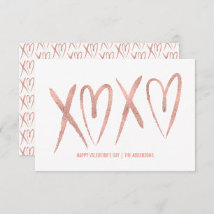 Modern Brushed Rose Gold Classroom Valentine Card