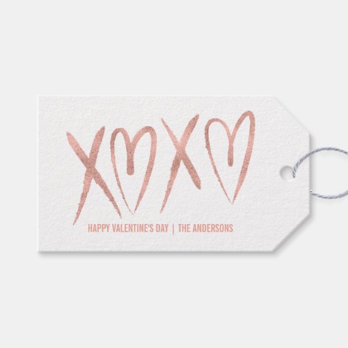 Modern Brushed Rose Gold Valentine Gift Tag