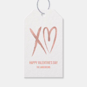 Modern Brushed Rose Gold Valentine Gift Tag