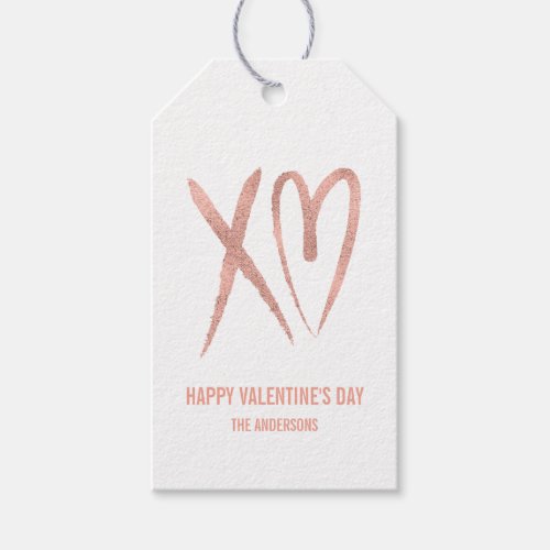 Modern Brushed Rose Gold Valentine Gift Tag