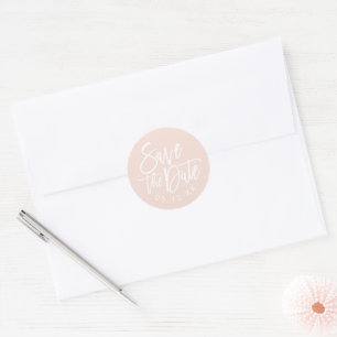 Modern Brushed Script Blush Wedding Classic Round Sticker