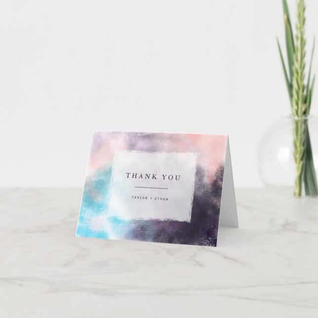 Modern Brushes Colorful Wedding Thank You Card (Front)