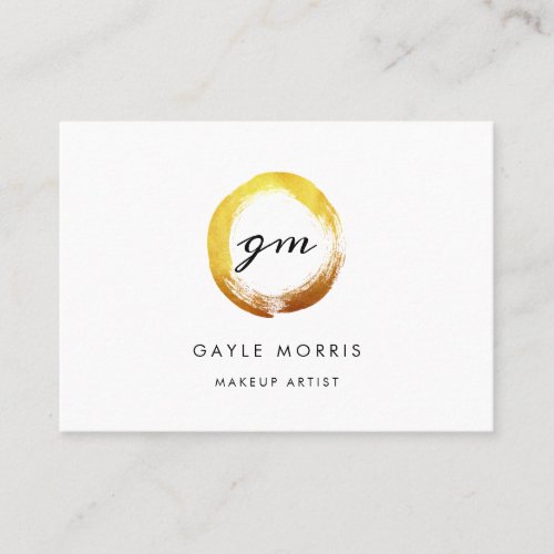 Modern Brushstroke faux Gold ring business card