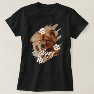 Modern Brushstroke Pet Dog Photo & Name T-Shirt