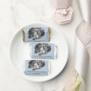 Modern Brushstroke Photo Wedding Blue Hershey's Miniatures