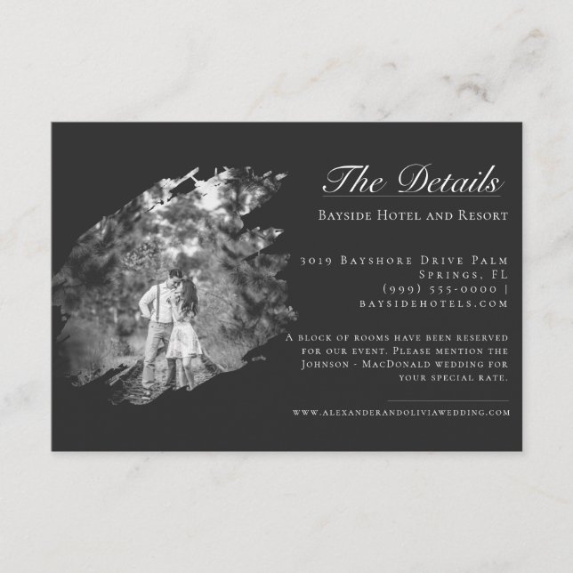 Modern Brushstroke Photo Wedding | Soft Black Enclosure Card (Front)