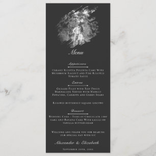 Modern Brushstroke Photo Wedding Soft Black Menu