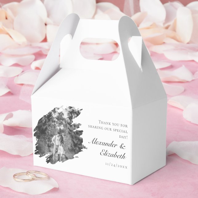 Modern Brushstroke Photo Wedding | White Favor Boxes (Wedding)