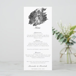 Modern Brushstroke Photo Wedding   White Menu