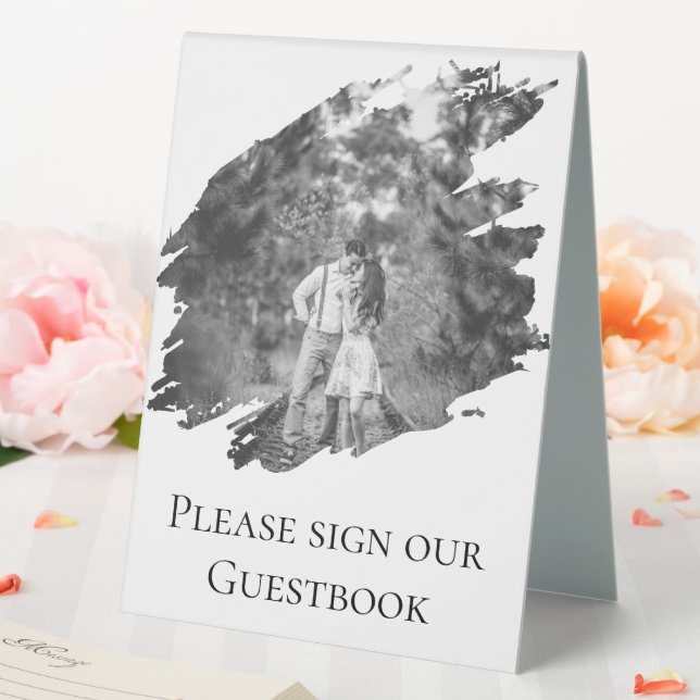 Modern Brushstroke Photo Wedding | White Table Tent (In SItu (Wedding))