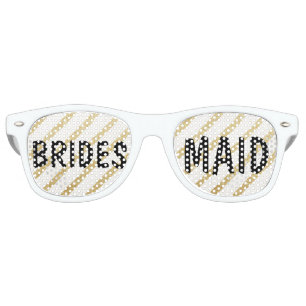 Modern brushstrokes gold stripe wedding Bridesmaid Retro Sunglasses