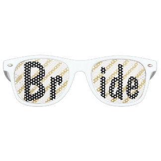 Modern brushstrokes gold stripes wedding Bride Retro Sunglasses