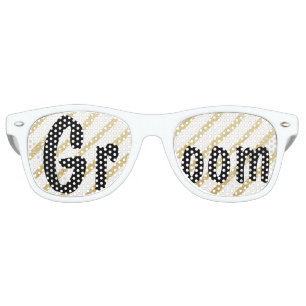Modern brushstrokes gold stripes wedding Groom Retro Sunglasses