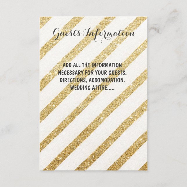 Modern brushstrokes gold wedding insert guest info (Front)