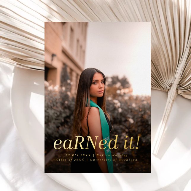 Modern BSC RN 4 Photos Nursing Graduation  Foil Invitation (Creator Uploaded)