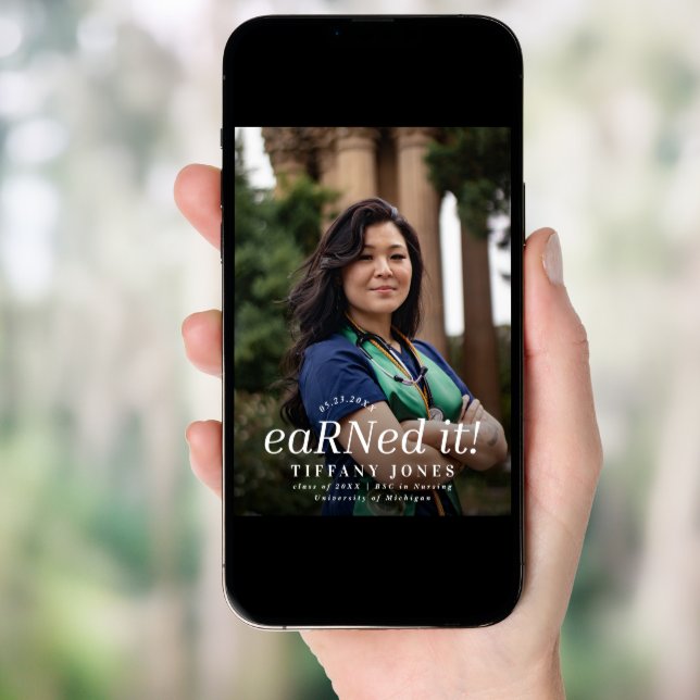 Modern BSC RN 4 Photos Nursing Graduation  Invitation (Front Digital)