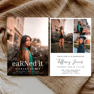 Modern BSC RN 4 Photos Nursing Graduation Invitation