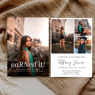 Modern BSC RN 4 Photos Nursing Graduation Invitation