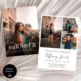 Modern BSC RN 4 Photos Nursing Graduation  Invitation