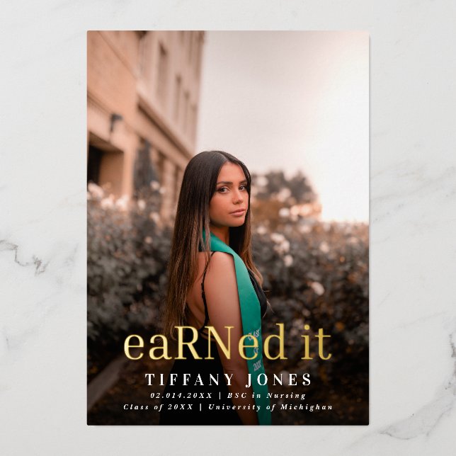 Modern BSC RN Photos Nursing  Nurse Graduation  Foil Invitation (Front)