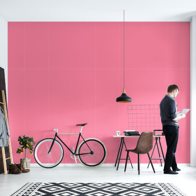 Modern bubble pink Plain Solid Color Wallpaper (Living Room)