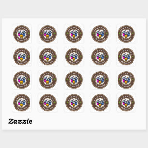 Modern Bubble Tea milk shop Café Cafe staff name Square Sticker